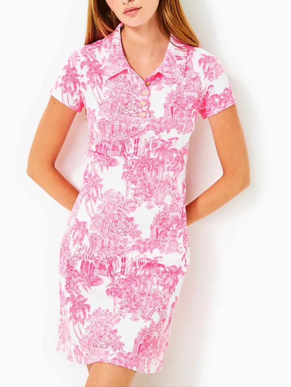 Nwt Lilly Pulitzer Sz Xl Luxletic Dress Frida Polo Toile Print